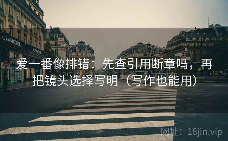 爱一番像排错：先查引用断章吗，再把镜头选择写明（写作也能用）